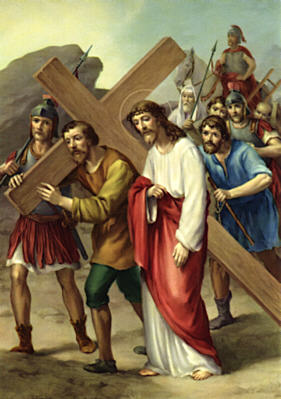 Simon of Cyrene Helps Jesus Carry His Cross